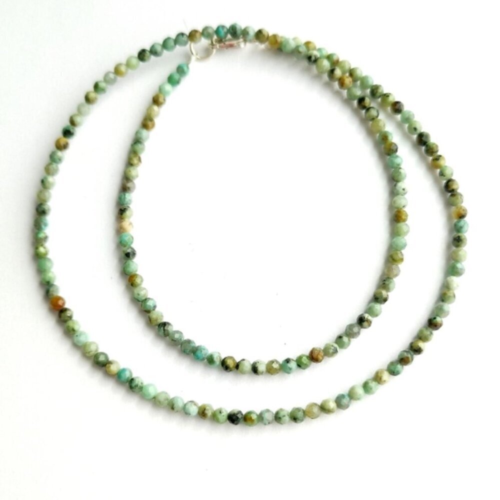 African Turquoise faceted bead  necklace NEW